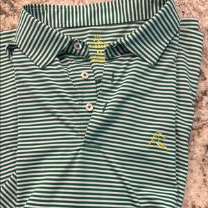 Rhoback Men’s Polo in Green and White Stripes